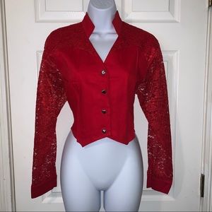 Banjo Country Western Red Lace Top size Small